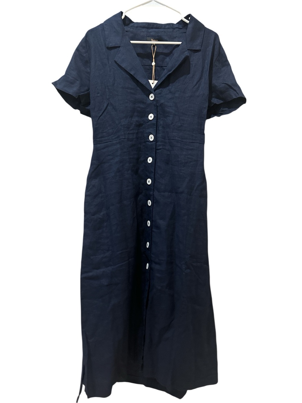Quince 100% European Linen Button Front Dress in Deep Navy Size: M - Picture 3 of 8